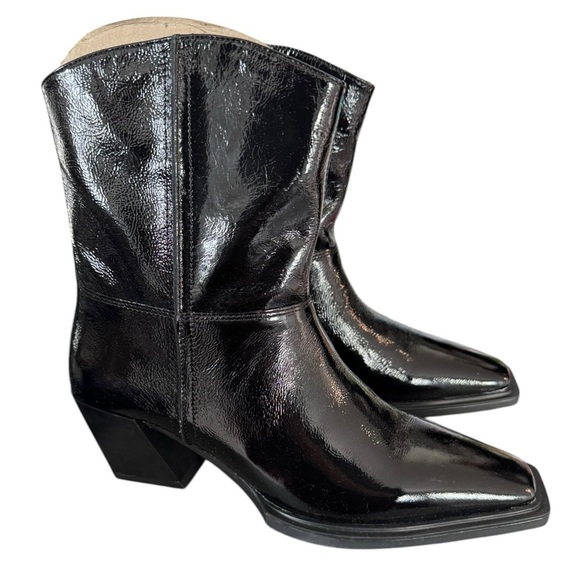 Vagabond Alina Patent Leather Cowboy Boots Black 38 - Picture 1 of 8
